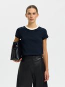 Milly Short Sleeve Tee - Dark Sapphire/egret