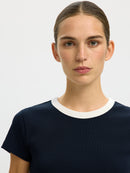 Milly Short Sleeve Tee - Dark Sapphire/egret
