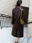 Athene Criunkle Pu Trench Coat - Dark Cherry Liqueur
