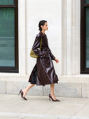 Athene Criunkle Pu Trench Coat - Dark Cherry Liqueur