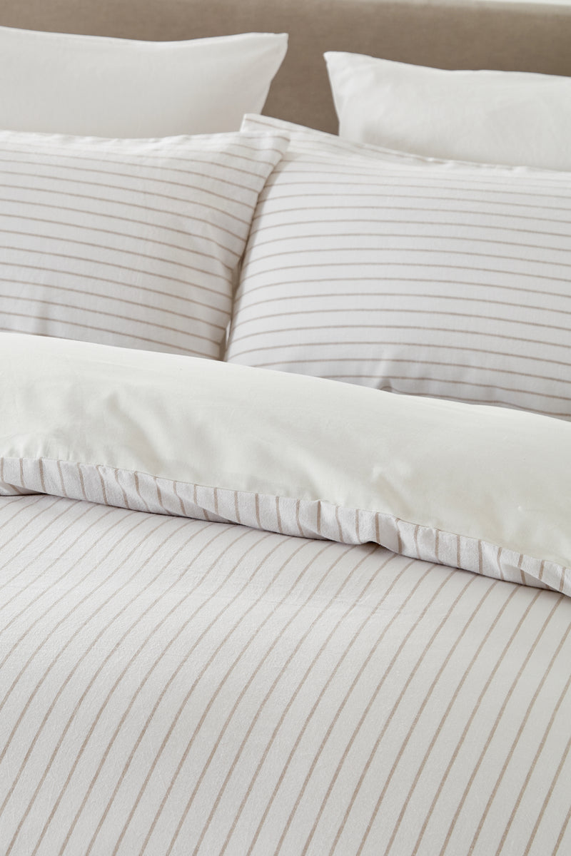 Slouchie Stripe Duvet Cover Set - Natural