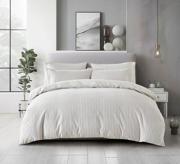 Slouchie Stripe Duvet Cover Set - Natural