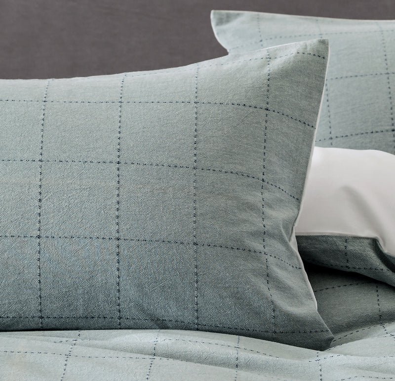 Soft Squares Duvet Cover Set - Blue