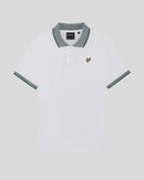 Birdseye Collar Polo Shirt - White & Clover Green