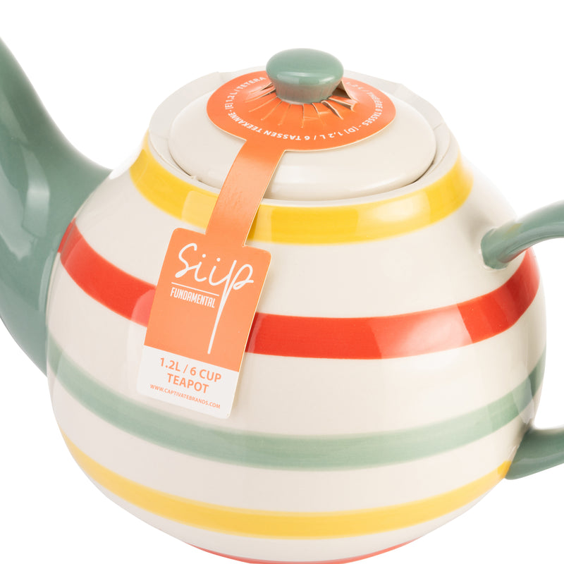 Multi Stripe Autumn 6 Cup Teapot