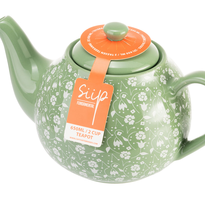 Ditsy Floral 2 Cup Teapot - Green