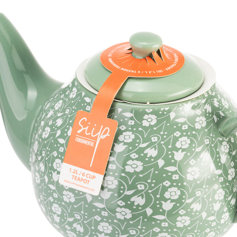 Ditsy Floral 6 Cup Teapot - Green