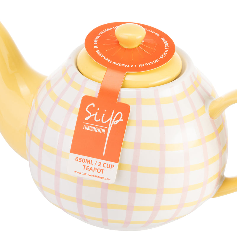 Gingham 2 Cup Teapot - Pink