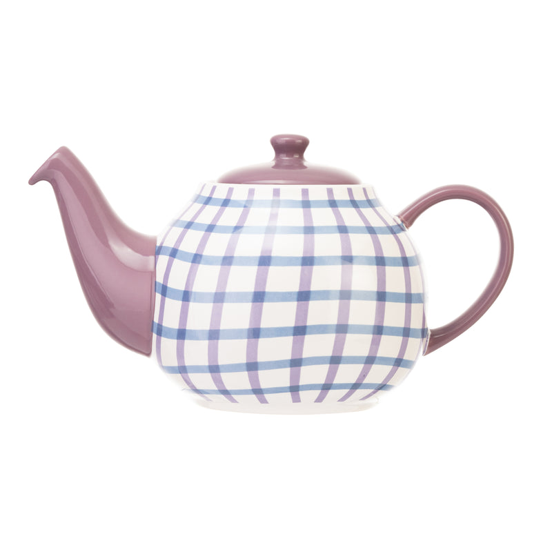 Gingham 6 Cup Teapot - Purple
