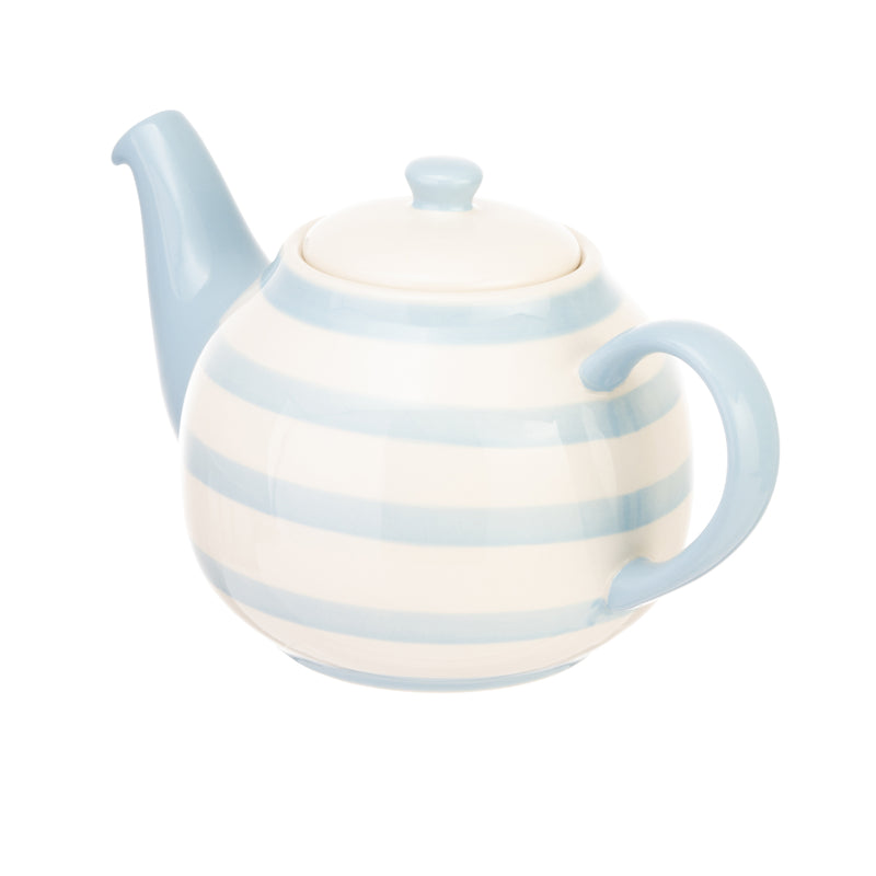 Wide Horizontal Stripe 6 Cup Teapot - Blue