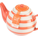 Wide Horizontal Stripe 2 Cup Teapot - Red