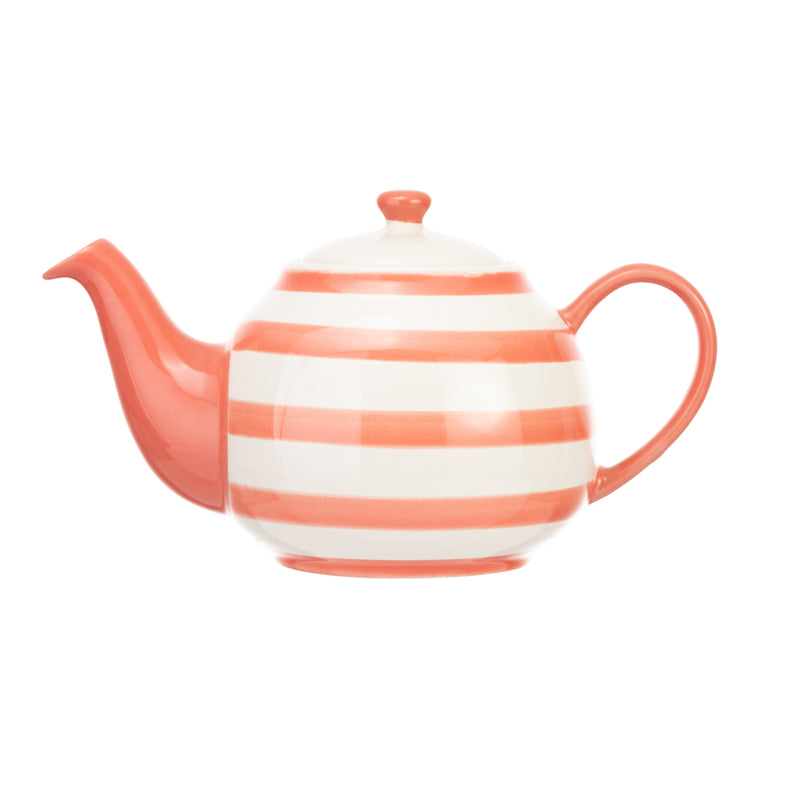 Wide Horizontal Stripe 2 Cup Teapot - Red