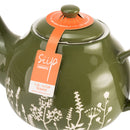 Wax Resist Floral 6 Cup Teapot - Green