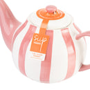Wide Vertical Stripe 6 Cup Teapot - Pink