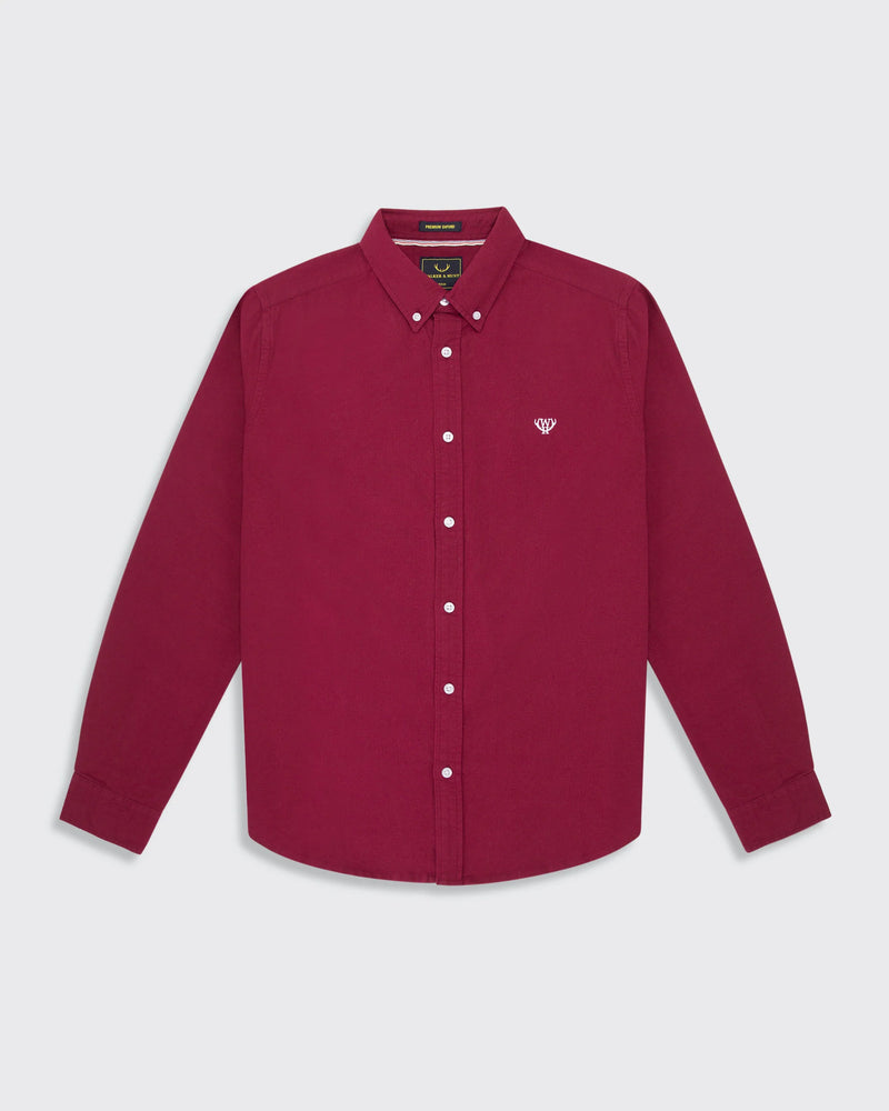 Long Sleeve Oxford Shirt - Burgundy