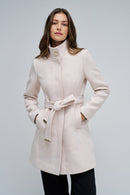 Belted Wool Coat - Cream