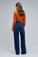 High Hem Wide Leg Jean - Blue