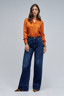 High Hem Wide Leg Jean - Blue