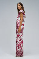 Sleeveless Print Shirt - Red