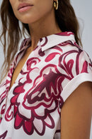 Sleeveless Print Shirt - Red