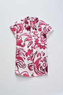 Sleeveless Print Shirt - Red