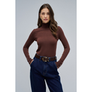 Long Sleeve Turtleneck T-Shirt - Brown
