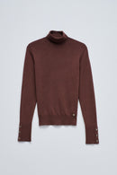 Long Sleeve Turtleneck T-Shirt - Brown