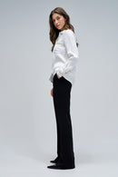 Tweed Detail Shirt - Light Pearl