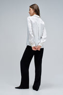 Tweed Detail Shirt - Light Pearl