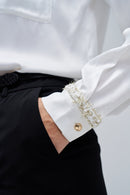 Tweed Detail Shirt - Light Pearl