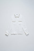 Tweed Detail Shirt - Light Pearl