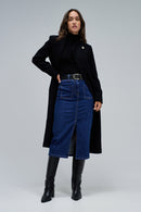 Secret Push In Midi Denim Skirt - Blue