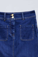 Secret Push In Midi Denim Skirt - Blue