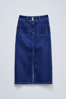 Secret Push In Midi Denim Skirt - Blue