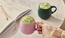 Serenity Stoneware Set of 4 Matte Coupe Mugs - Sugar Pink/Forêt