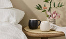 Serenity Stoneware Set of 4 Matte Coupe Mugs - Satin Black/Brioche