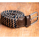 Zigzag Woven Belt - Beige/blue