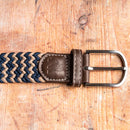 Zigzag Woven Belt - Beige/blue