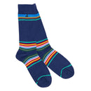 Swole Panda Stripe Socks - Navy Stripe