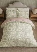 Java 100% Cotton Duvet Cover Set - Sage/Pink