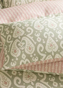 Java 100% Cotton Duvet Cover Set - Sage/Pink
