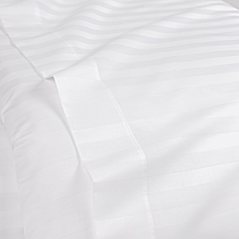 Sateen Stripes Duvet Cover Set White