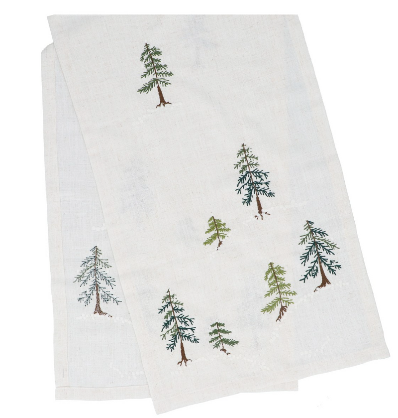 Table Runner With Embroidered Trees
