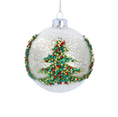 Antique White Glass Bauble With Glitter Trees