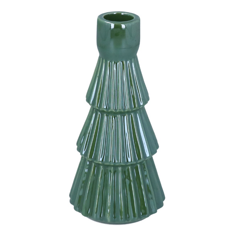 Green Ceramic Christmas Tree Candlestick