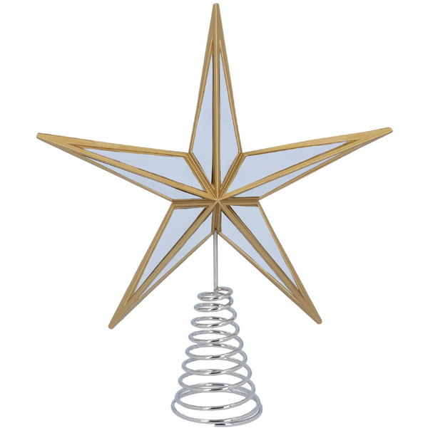 Gold Acrylic Silver Mirror Tree Top Star