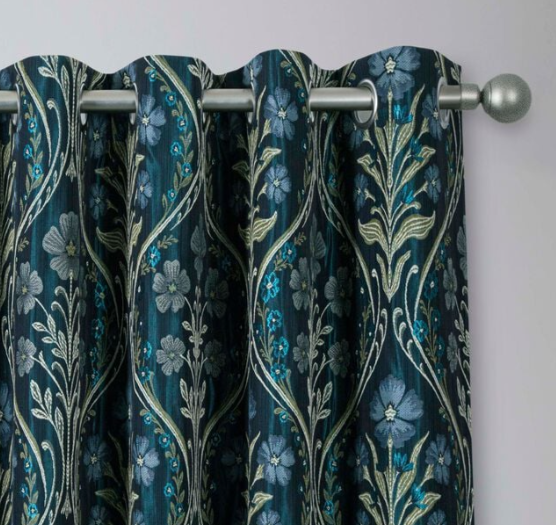 Estelle Readymade Eyelet Curtains - Navy