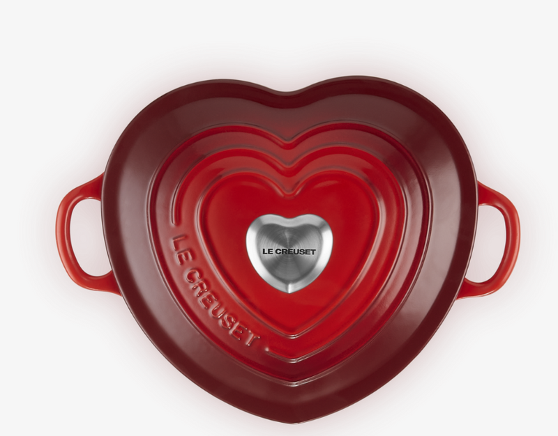 Cast Iron 20CM Heart Casserole with Heart Knob - Cerise