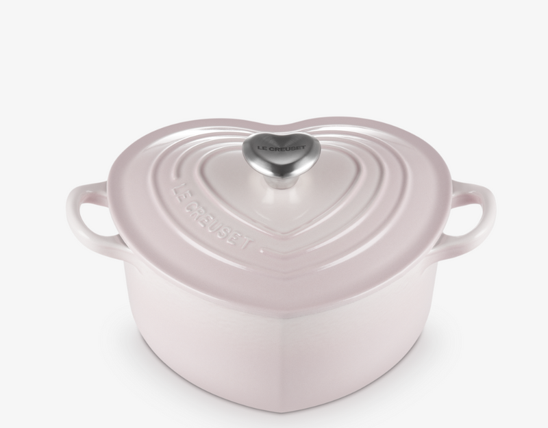 Cast Iron 20CM Heart Casserole with Heart Knob - Shell Pink