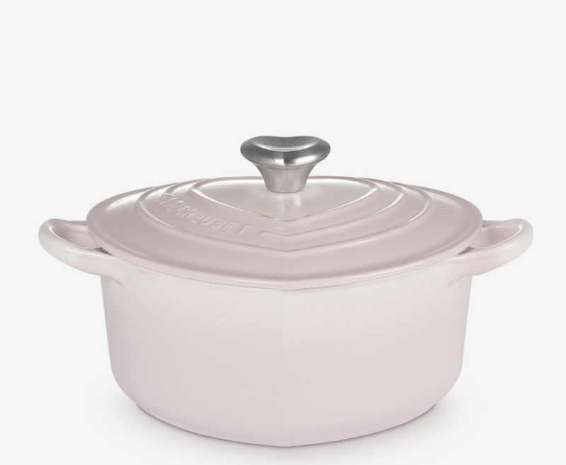 Cast Iron 20CM Heart Casserole with Heart Knob - Shell Pink